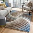thumbnail image 1 of Well Woven Tilly Biege Geometric Stripes Thick Soft Plush 3D Textured Shag Area Rug 8x10 (7'10" x 9'10"), 1 of 8