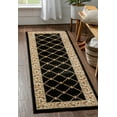 thumbnail image 1 of Well Woven Timeless Fleur De Lis Trellis Floral Border Black 2'3" x 7'3" Runner Area Rug, 1 of 8