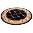 thumbnail image 1 of Well Woven Timeless Fleur De Lis Trellis Floral Border Black 5'3" Round Area Rug, 1 of 5