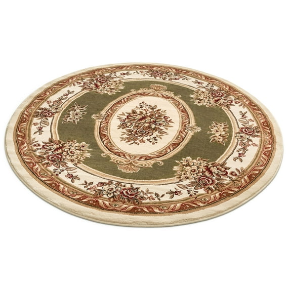Well Woven Timeless Le Petit Palais Medallion Oriental Green 5'3" Round Area Rug