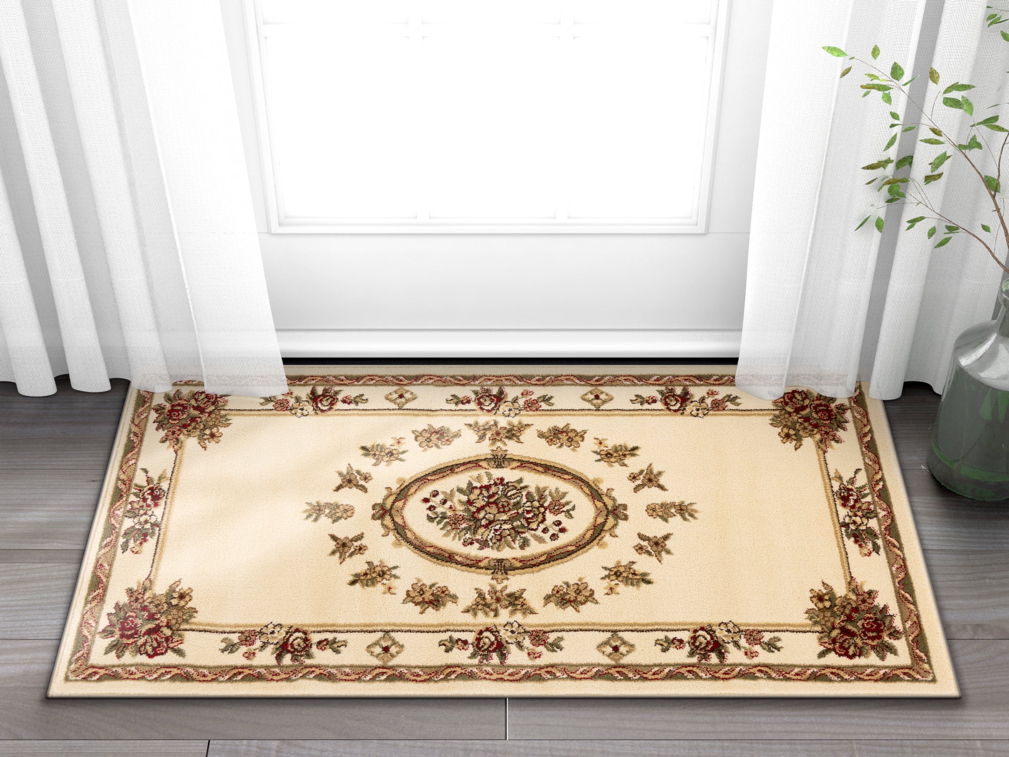 Parlour Rug Well Woven Pastoral Medallion Ivory French 2x4 (2'3