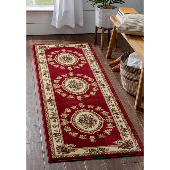 Well Woven Timeless Le Petit Palais Medallion Oriental Red 2'7" x 12' Runner Area Rug
