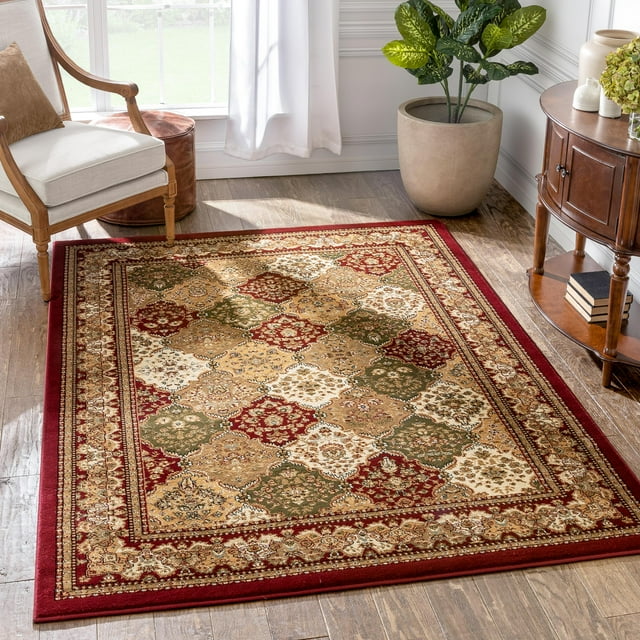 Well Woven Timeless Mina-Khani Oriental Persian Lattice Pattern Red 7'10" x 10'6" Area Rug