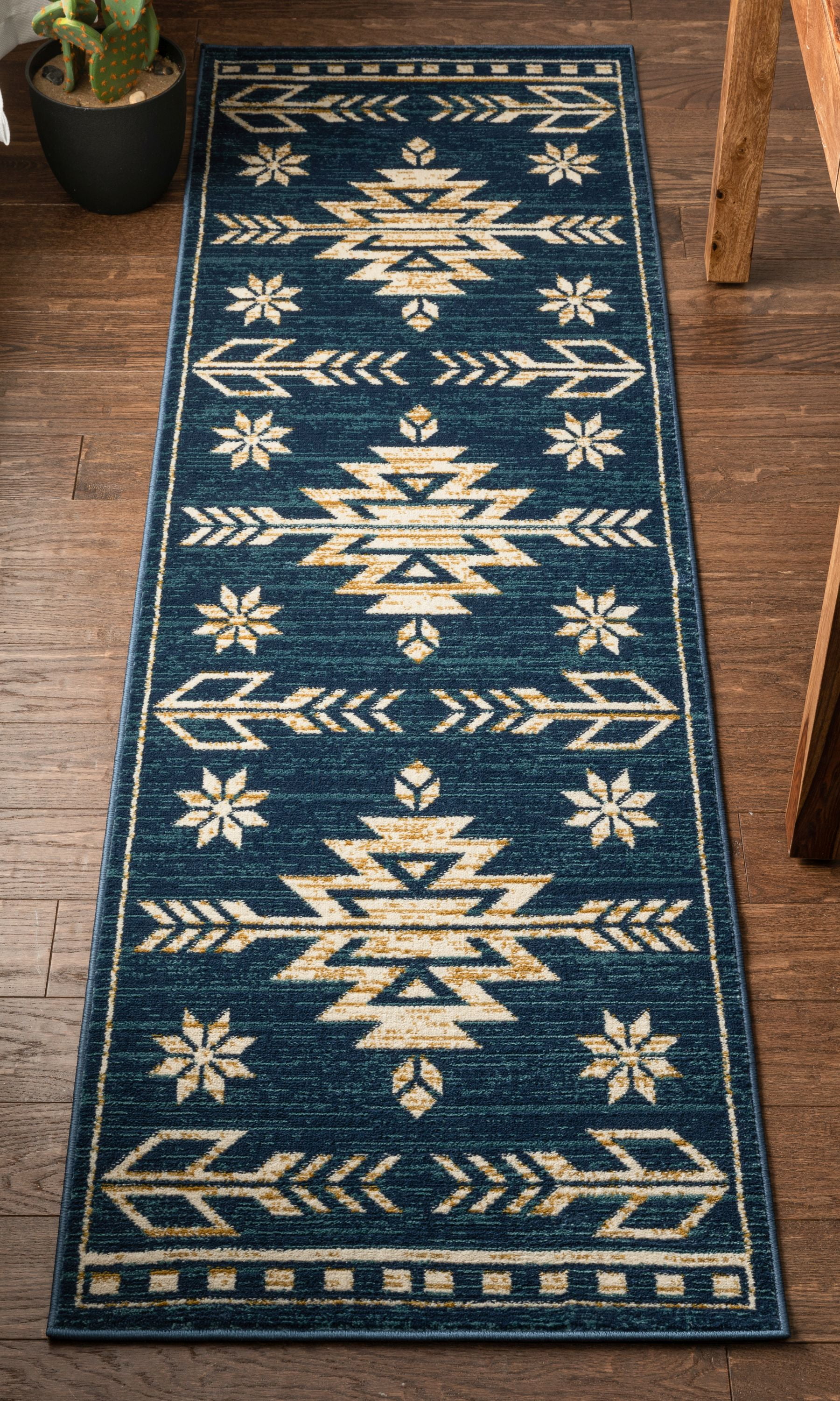 Well Woven Tulsa Canton Southwestern Tribal Bohemian Blue 2'3" x 7'3" Runner Rug