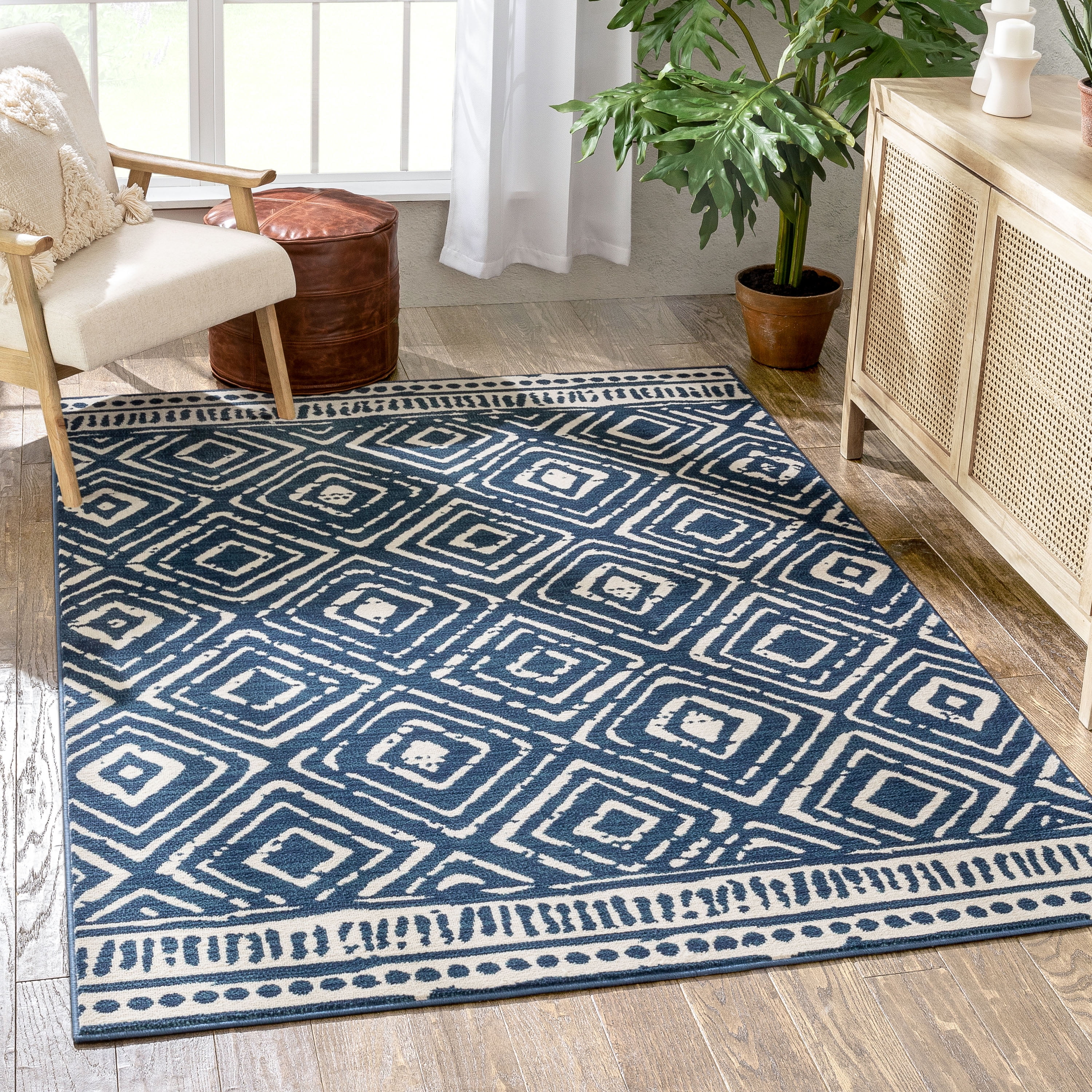 Well Woven Tulsa Dalton Moroccan Lattice Trellis Blue 9'3