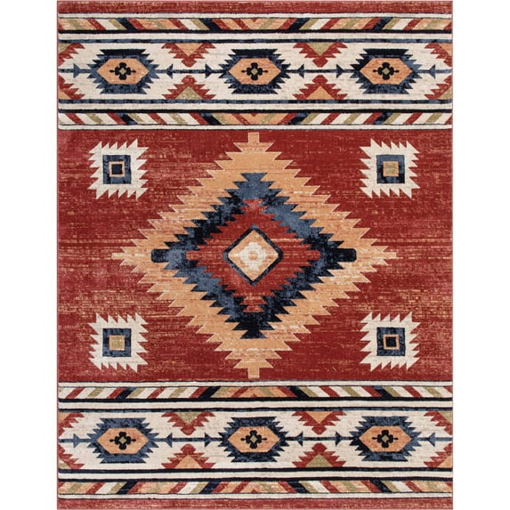 Well Woven Tulsa Lea Traditional Vintage Southwestern Tribal Crimson 3'11" x 5'3" Area Rug