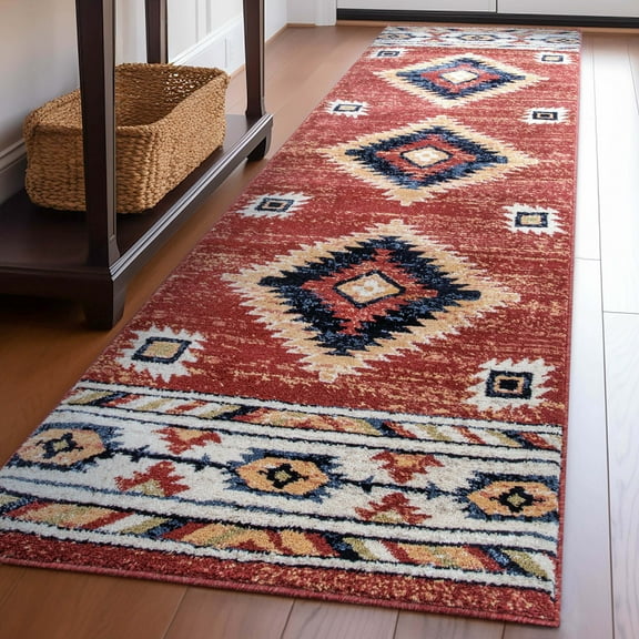 Well Woven Tulsa Lea Traditional Vintage Southwestern Tribal Crimson Runner Rug 2'3" x 7'3" Runner