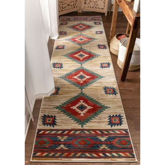 Well Woven Tulsa Lea Vintage Southwestern Tribal Cream 2'7" x 9'10" Runner Area Rug