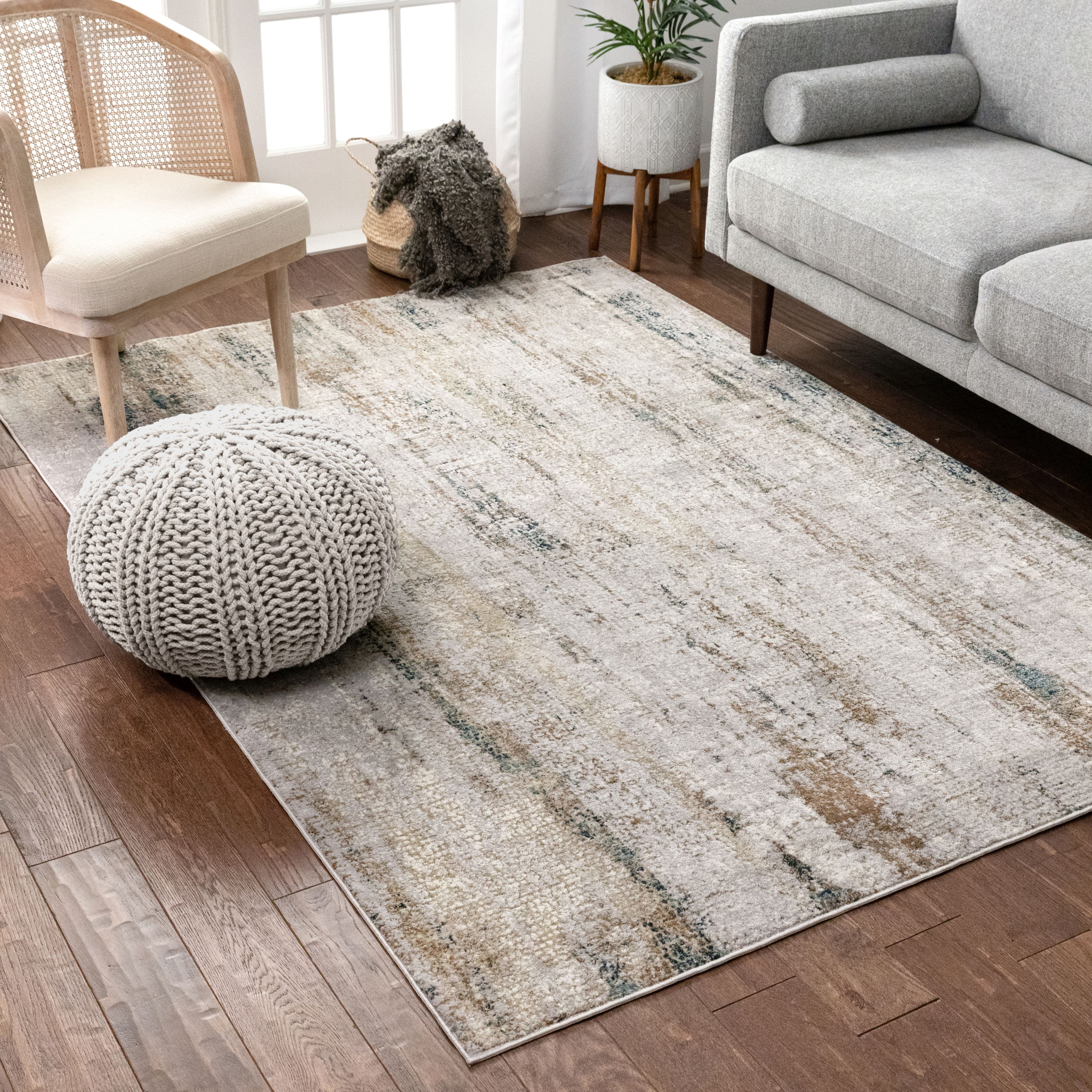 Well Woven Urbano Luca Blue/Beige Vintage Antique Abstract Distressed 5'3" x 7'3" Area Rug