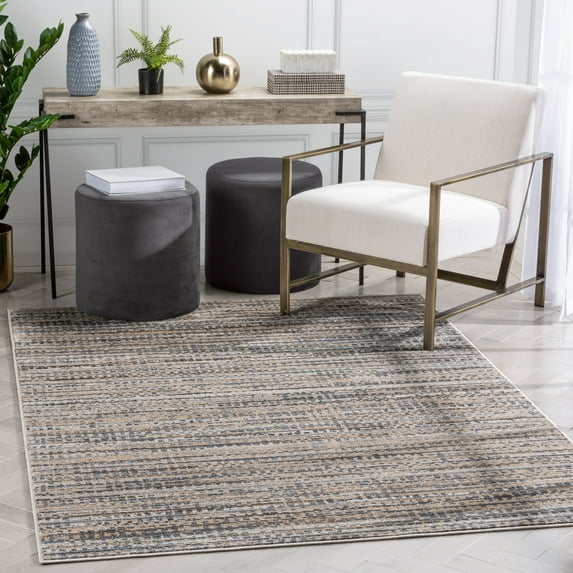 Well Woven Verity Abstract Area Rug, 7.83' x 10.5', Eclectic Geometric Pattern, Soft, Glam Pile, Distressed Design & Modern Color Palette