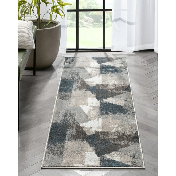 Well Woven Verity Kye Modern Abstract Grey 2'3" x 7'3" Runner Rug