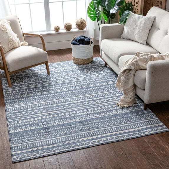 Well Woven Verona Easton Blue Modern Geometric 5'3" x 7'3" Area Rug