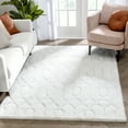 thumbnail image 1 of Well Woven Waina Ivory & Thick & Soft Geometric Shag Area Rug 5x7 (5'3" x 7'3"), 1 of 8