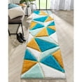 thumbnail image 1 of Well Woven Walker Blue Triangle Boxes Thick Soft Plush 3D Textured Shag Runner Rug (2'7" x 9'10"), 1 of 8