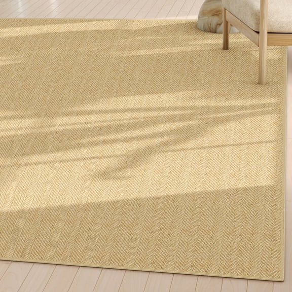 Well Woven Well-Jute Flatweave Boerboel Herringbone 7'10" x 9'10" Area Rug Beige
