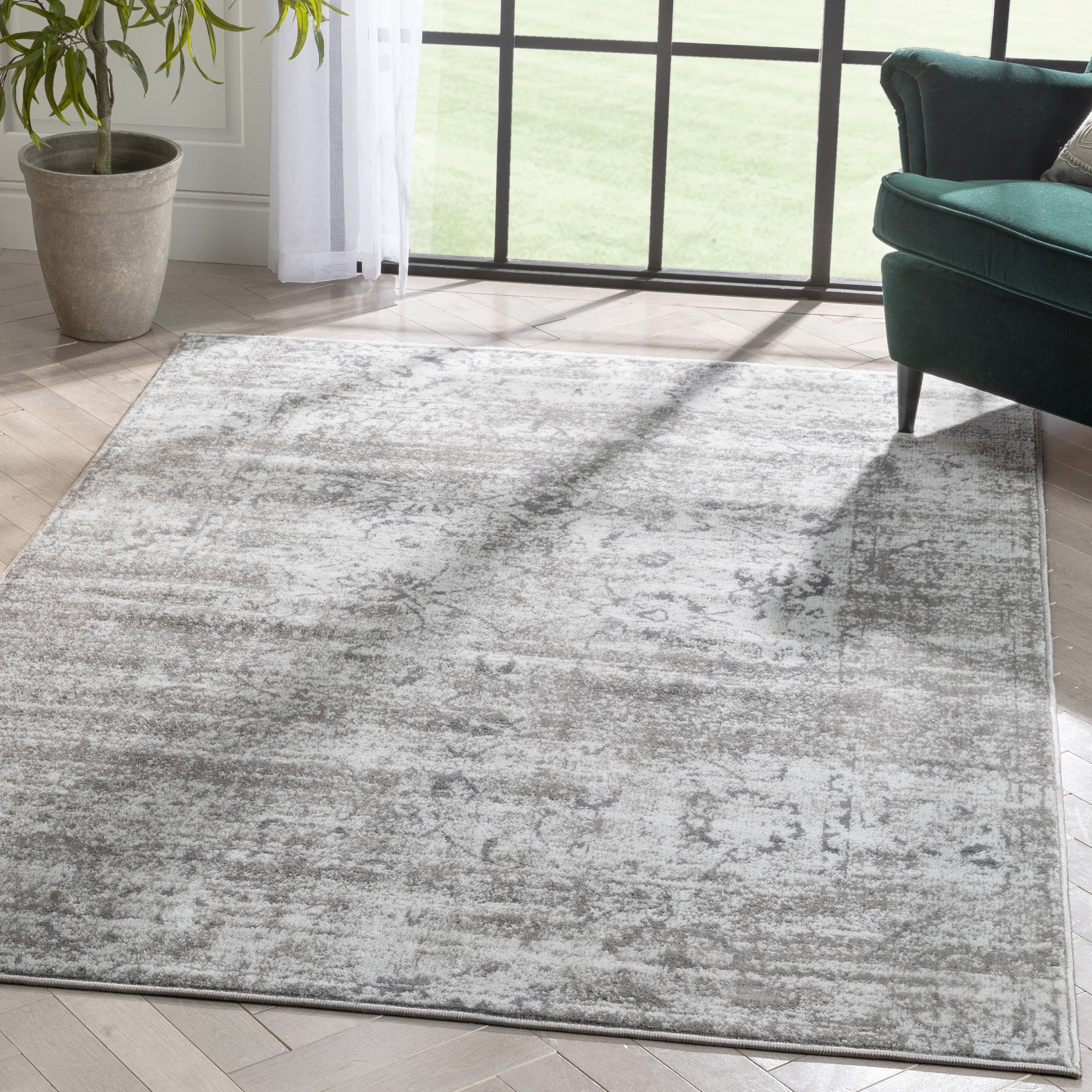 Reversible Vintage Oriental Ivory Synthetic 5' x 7' Area Rug