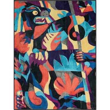 Well Woven x Misha Tyutyunik The Sunday Jungle Collection There Will Be Blood Modern Abstract Multi 5'3" x 7'3" Area Rug