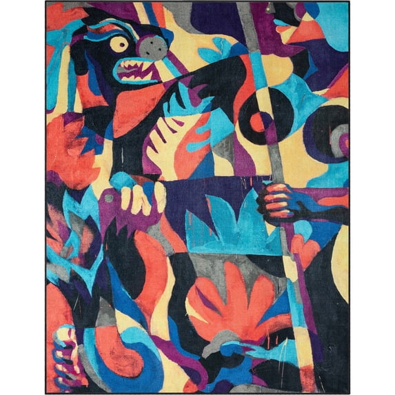 Well Woven x Misha Tyutyunik The Sunday Jungle Collection There Will Be Blood Modern Abstract Multi 6'7" x 9'3" Area Rug