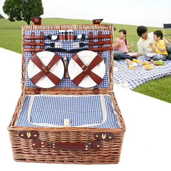 Well-designed Picnic Basket Set Picnic Basket for Excursions, Camping, Hiking, Picnics, Outdoor Parties 18.11*12.99*7.87in