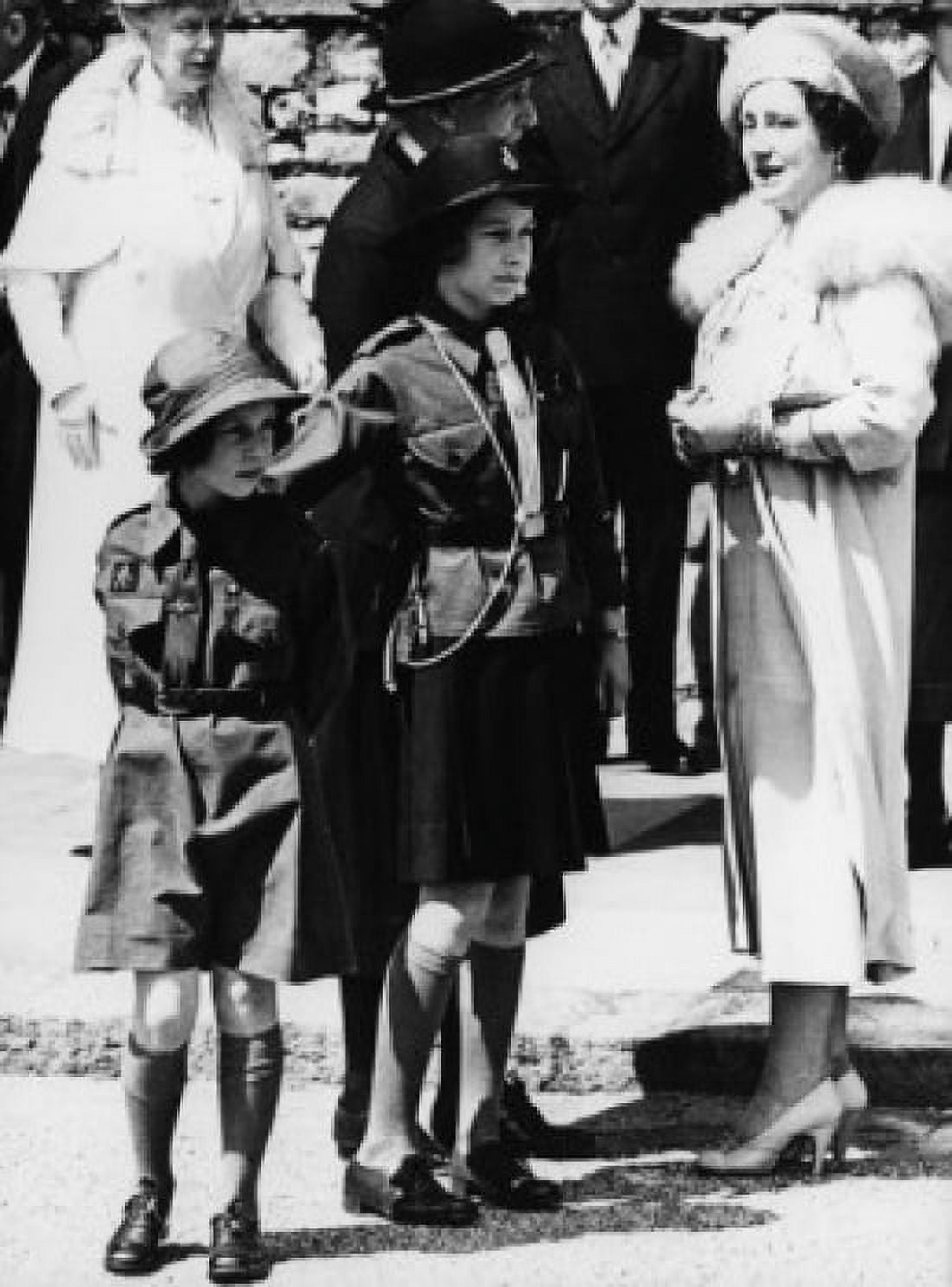 Well dress people and scout girls standing Canvas Art - (18 x 24)