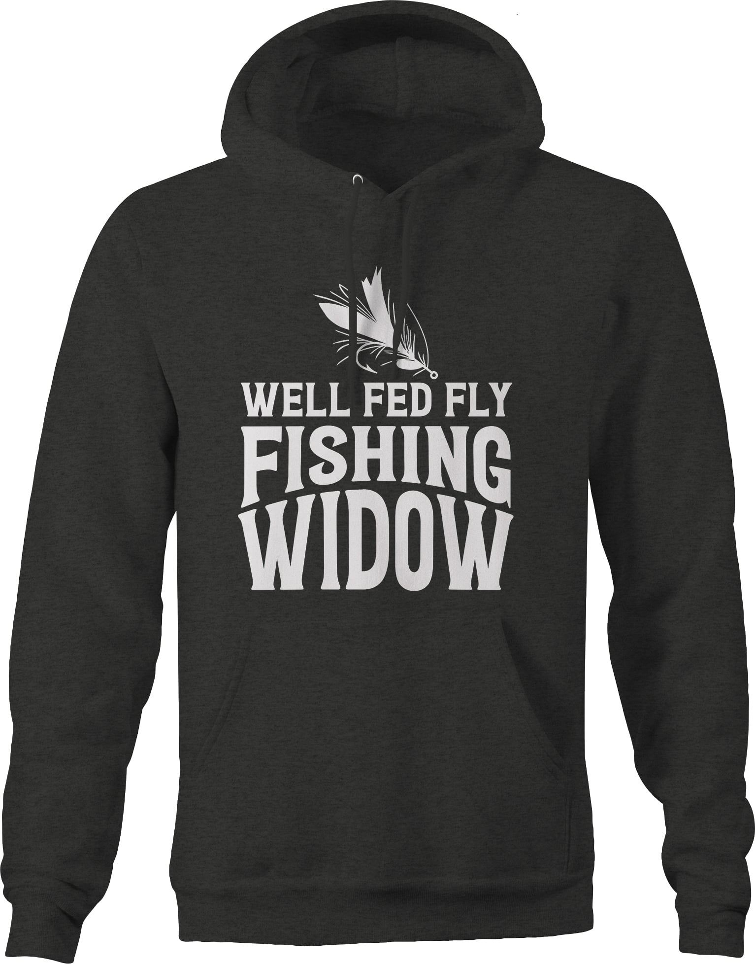 Ink Up America Well Fed Fly Fishing Widow Wife Sweatshirt for Men Small Dark Gray, adult unisex