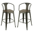 thumbnail image 1 of Benjara Well made Metal Bar Height Stool With Wood Seat, Black, Set of 2, 1 of 1