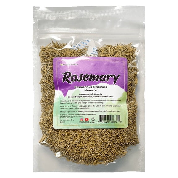 Well’s Oil Herb Dried Rosemary Leaf | 100% Natural Rosemary Leaf | DIY Herbal Infusion Ingredient | Cosmetic Use Only | 2.6 oz (74 g)