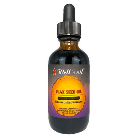 Well’s Oil 100% Pure Flax Seed Oil | 2 fl oz (59 mL) | Unrefined | Lightweight Oil for Hair, Skin & Massage