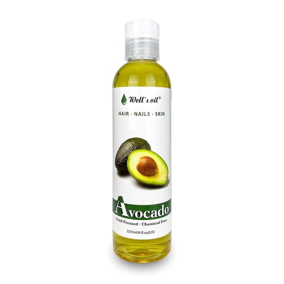 Well’s Oil Avocado Oil | 8 fl oz (237 ml) | 100% Pure & Refined | Multi-Use Oil for Hair, Skin & Nails | Lightweight & Fast-Absorbing