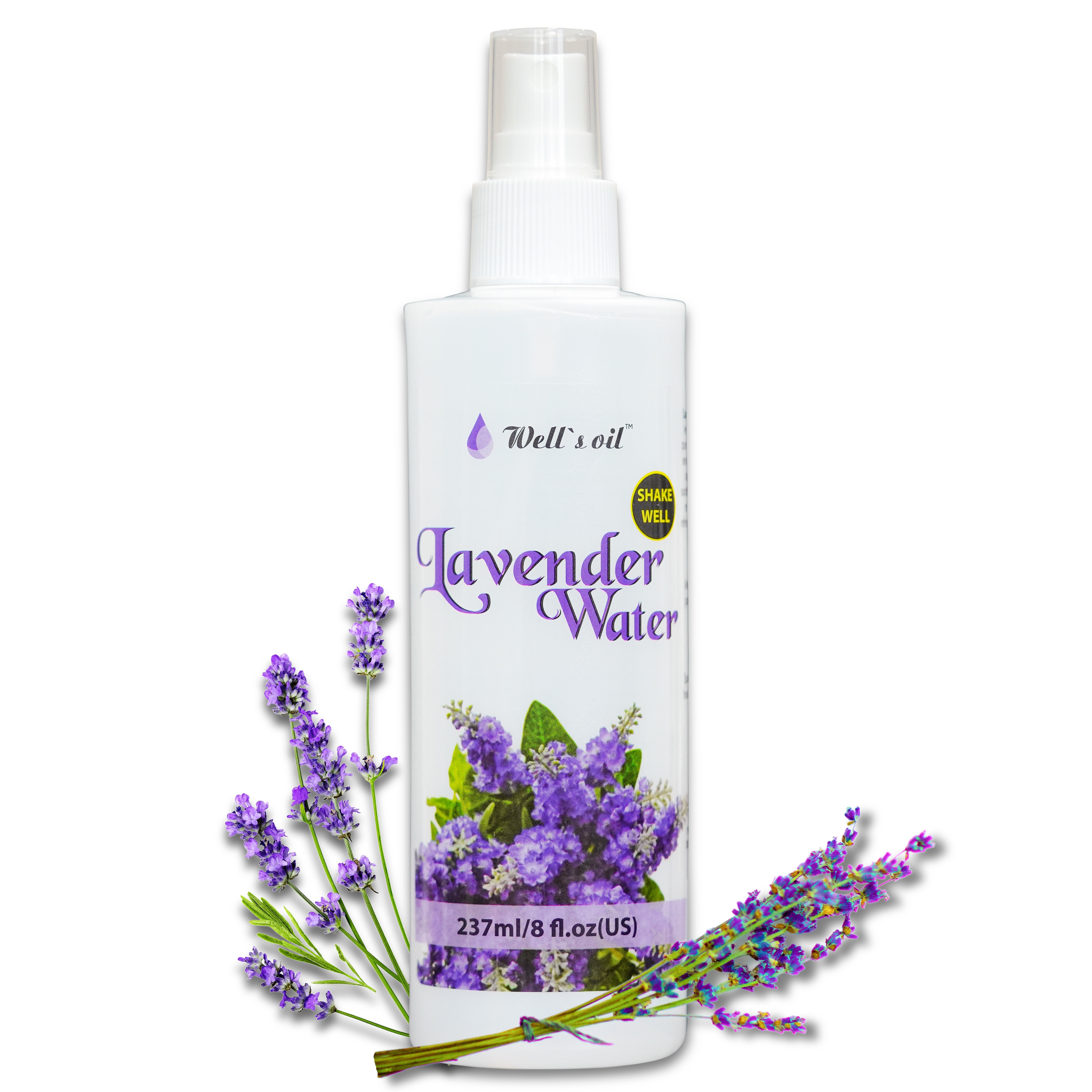 Wells Floral Water Mist Spray | Lavender | 8 fl oz | For Skin & Hair | Refreshing Mist
