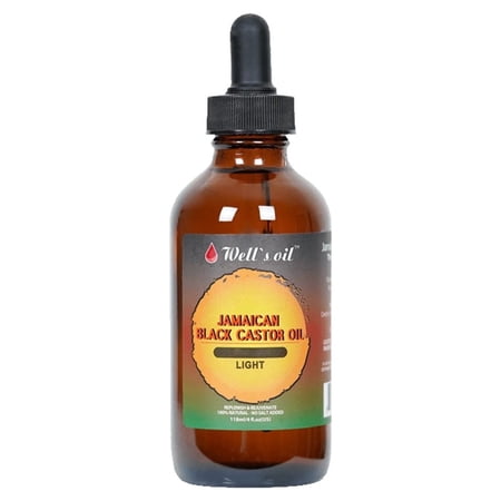Well’s Oil Jamaican Black Castor Oil (Light) | 4 fl oz (118 mL) | 100% Pure Castor Oil | Lightweight Hair & Skin Care