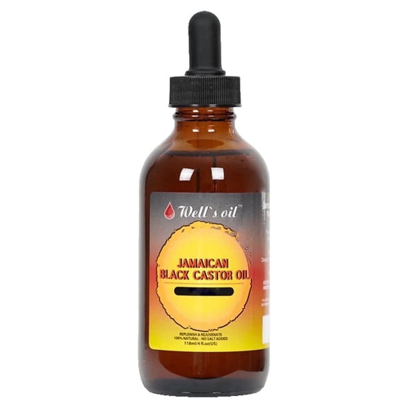 Well’s Oil Jamaican Black Castor Oil (Original) | 4 fl oz (118 mL) | 100% Pure Castor Oil | For Hair & Skin Care
