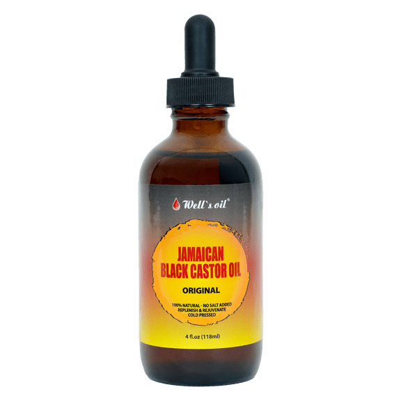Well’s Oil Jamaican Black Castor Oil (Original) | 4 fl oz (118 mL) | 100% Pure Castor Oil | For Hair & Skin Care