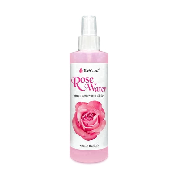 Well's Oil Rose Water Mist Spray (8 fl oz) | Floral Rose Water Hydrosol | Alcohol-Free | for Skin & Hair Use | 236 mL
