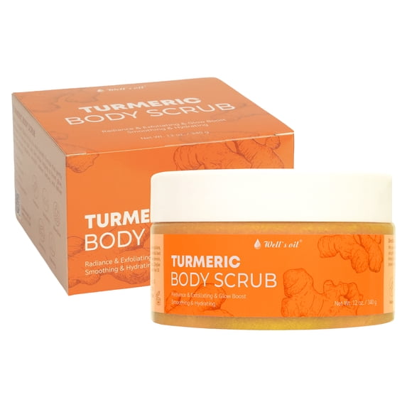 Well’s Oil Turmeric Body Scrub | Net Wt. 12 oz | Skin Cleansing & Care | With Turmeric Extract