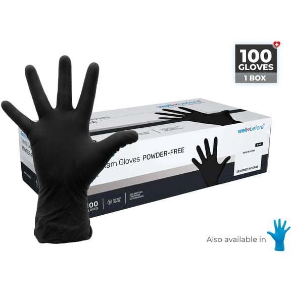 WellBefore Black Nitrile Disposable Gloves - Large 3000 Ct. Disposable Powder-Free and Latex-Free