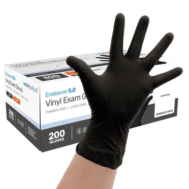 Wellbefore Disposable Synmax Exam Gloves, Powder-Free, Black, Large, 200pcs