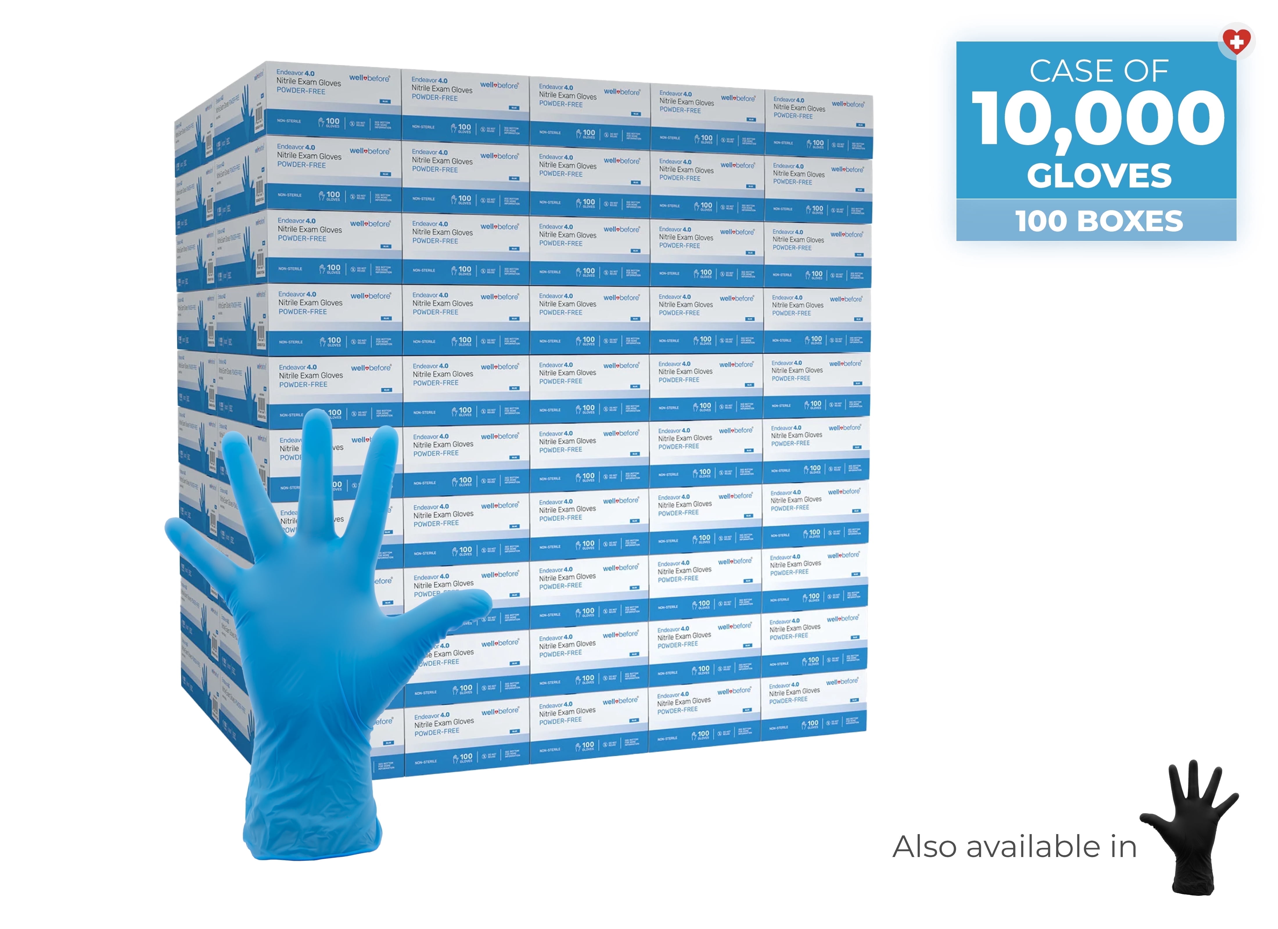 WellBefore Blue Nitrile Disposable Gloves - Medium 10000 Ct - Powder & Latex-Free Gloves