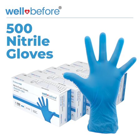 WellBefore Blue Nitrile Disposable Gloves - Medium 500 Ct. - Powder & Latex-Free