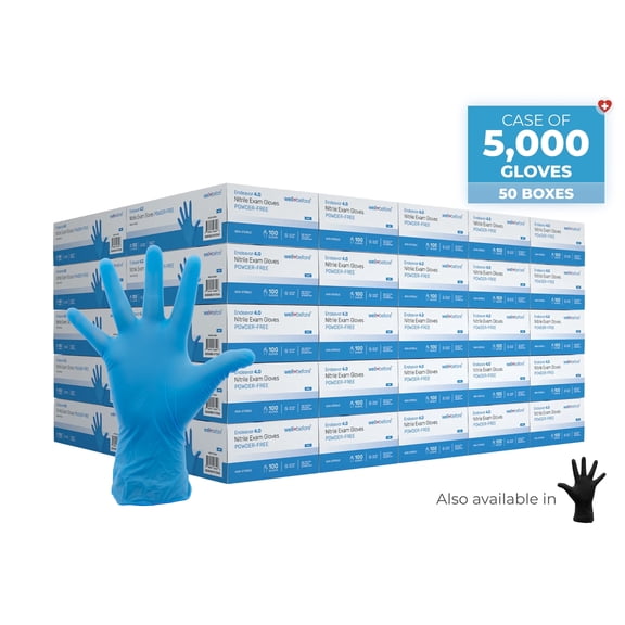 WellBefore Blue Nitrile Gloves, Chemical Resistant Hand Protection, Disposable Powder-Free Latex-Free Gloves - Medium 5000 Ct