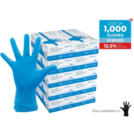 WellBefore Blue Nitrile Gloves, Chemical Resistant Hand Protection, Disposable Powder-Free Latex-Free Gloves - XSmall 1000 Ct