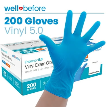 Wellbefore Disposable Synmax Exam Gloves, Powder-Free, Blue, Large, 200pcs