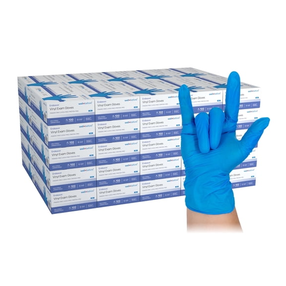 WellBefore Blue Vinyl Disposable Gloves - Large 5000 Ct - Powder & Latex-Free Gloves