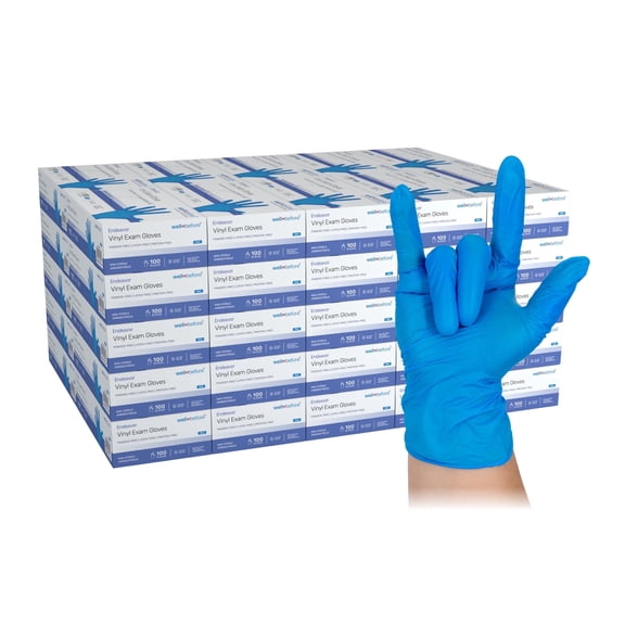 WellBefore Blue Vinyl Disposable Gloves - Medium 5000 Ct - Powder & Latex-Free Gloves