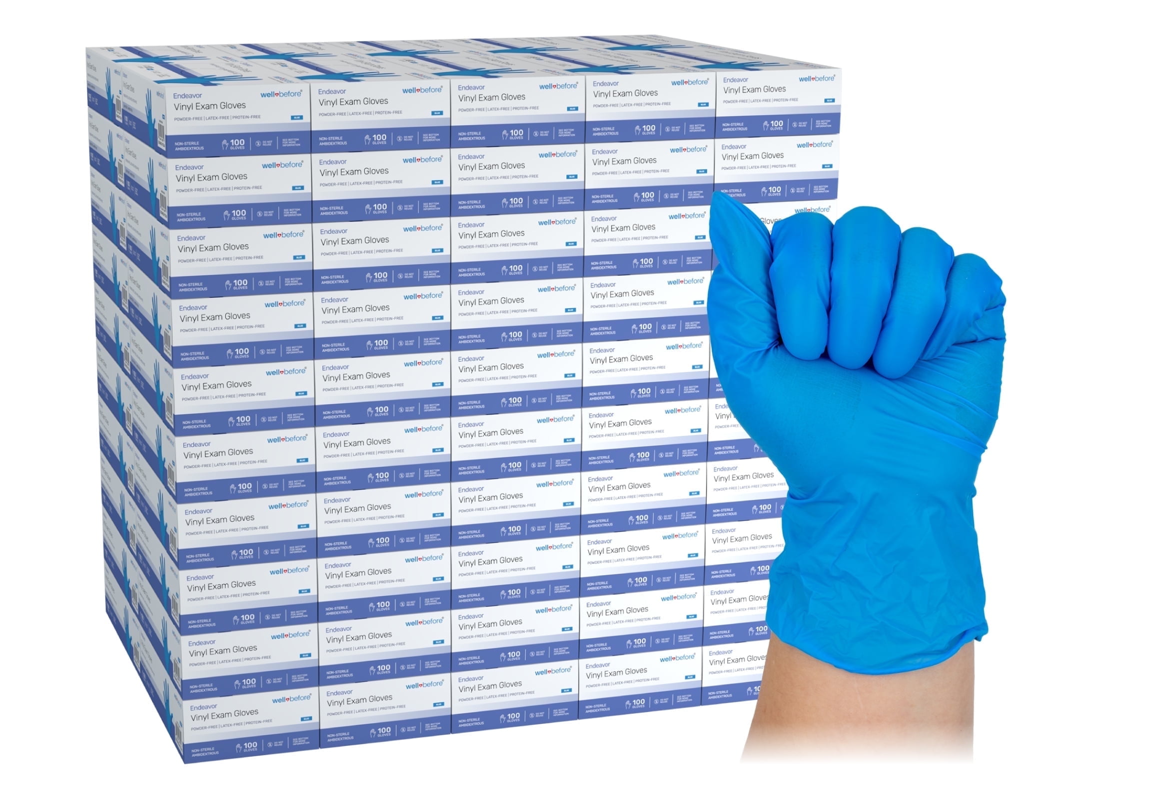 WellBefore Blue Vinyl Disposable Gloves - Small 10000 Ct - Powder & Latex-Free Gloves