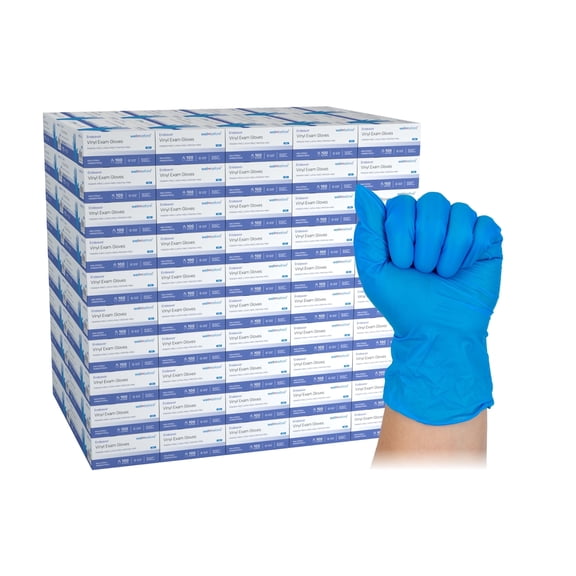WellBefore Blue Vinyl Disposable Gloves - Small 10000 Ct - Powder & Latex-Free Gloves