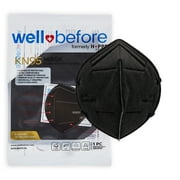 WellBefore KN95 Disposable 5Ply Face Masks, Pack of 10, Medium, Black, Individually Wrapped, Adjustable Head Straps