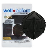 WellBefore KN95 Disposable 5Ply Face Masks, Pack of 10, Medium, Black, Individually Wrapped, Standard Ear Loops