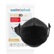 WellBefore KN95 Respirator Masks, Black, Small, 4-Ply, Adjustable, 10-Pack, Individually Wrapped