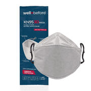 WellBefore KN95 Respirator Face Masks, 4-Layer Protection, Silver, Medium, 3D Fit, Adjustable Nose Clip & Ear Loops, Pack of 10